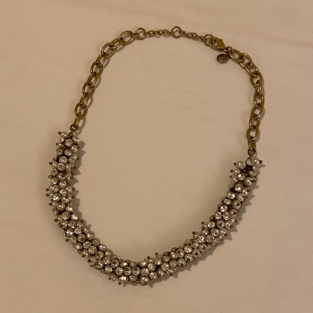 J. Crew Crystal Wreath Necklace, perfect condition!